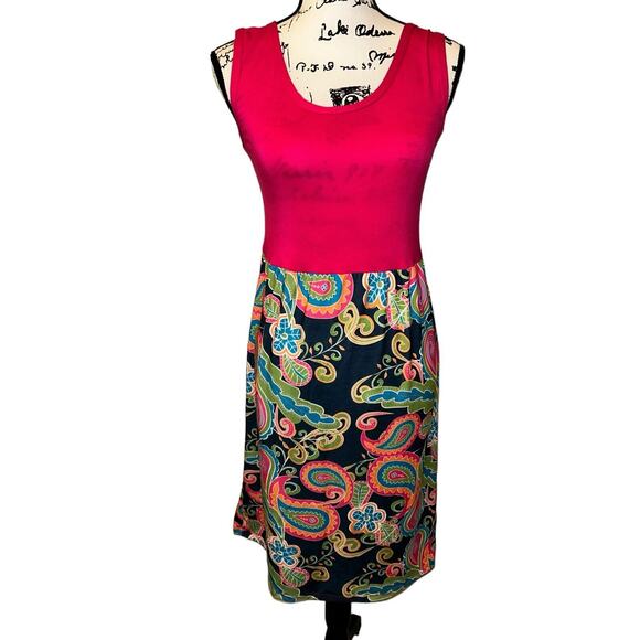 Lolly Wolly Doodle Women's Size XS Paisley‎ Pink Tank Dress In Spring Colors - Picture 5 of 9